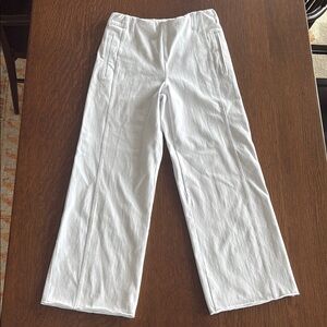 Lysse Stretch Denim White Wide-Leg Crop Pants